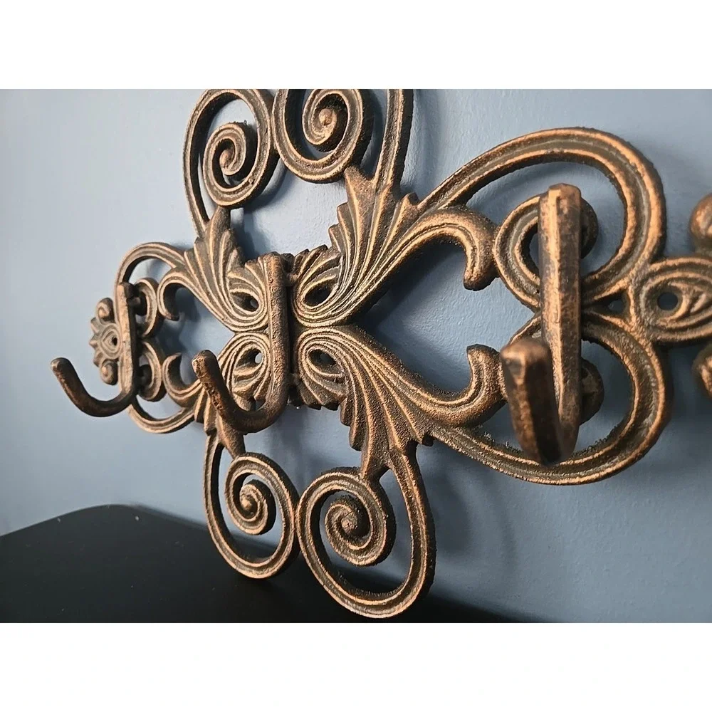 Cast Iron Accent Hook Acanthas Scroll Baroque Ornate Bronze Finish MCM 15